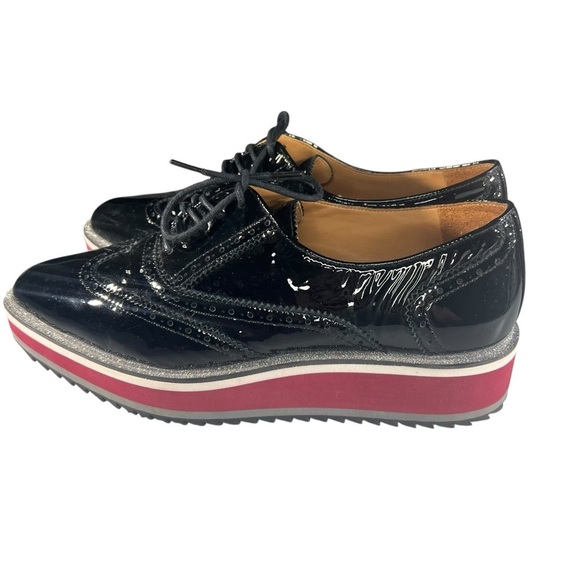 Johnston & Murphy Black and Red Platform Shoes - Picture 8 of 12